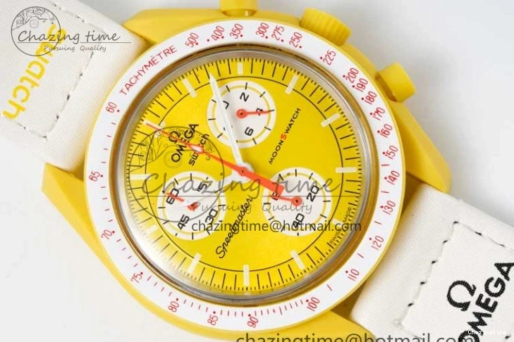 1223 Speedmaster Misson To The Sun 1:1 Best Edition Yellow Dial On Nylon Strap Quartz FlexibleFit 7855